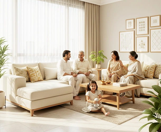 Spacious interiors of premium 3 BHK flats for sale in Velachery with modern amenities.